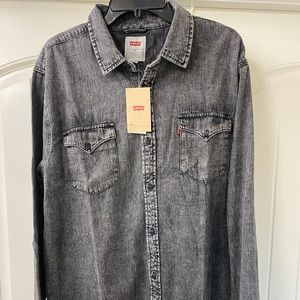 LEVIS Demin Shirt Dark Gray Mens XL NEW w/tags!